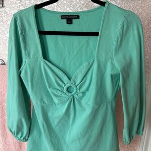 Boston Proper Mint Green Blouse with Knot Detail